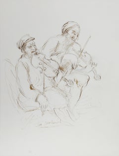 Fiddlers - I, Modern Ink on Paper by Ira Moskowitz