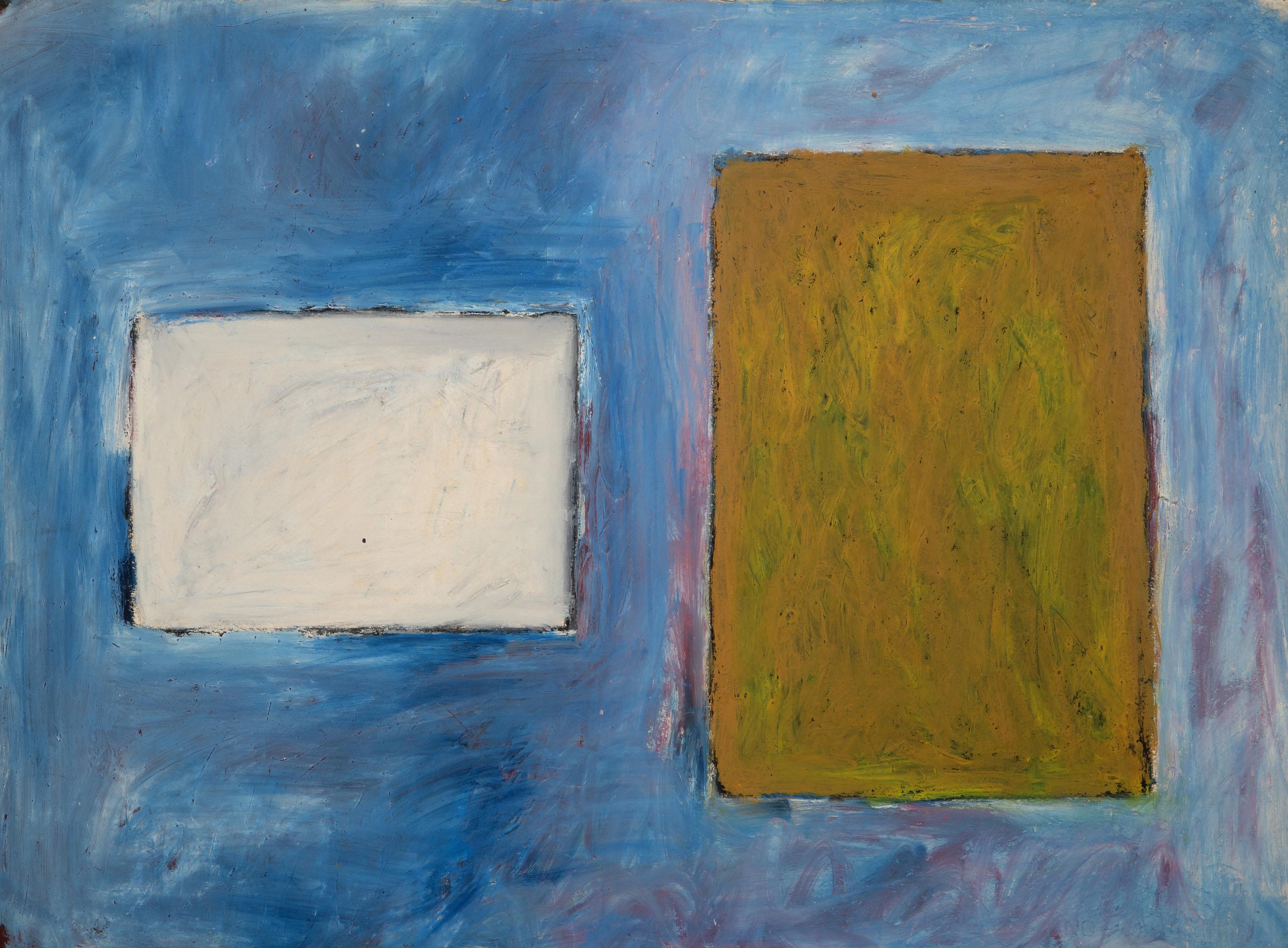  Peter Pinchbeck, English (1931 - 2000) -  Green and White Squares, Year: 1982, Medium: Gouache on Paper, signed and dated in pencil on verso, Size: 22.25 x 30 in. (56.52 x 76.2 cm)