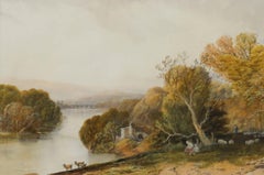 19th Century Watercolour - Landscape with Castle Ruins