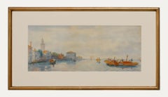 Framed Late 19th Century Watercolour - Italian Coastal Scene with Bell Tower