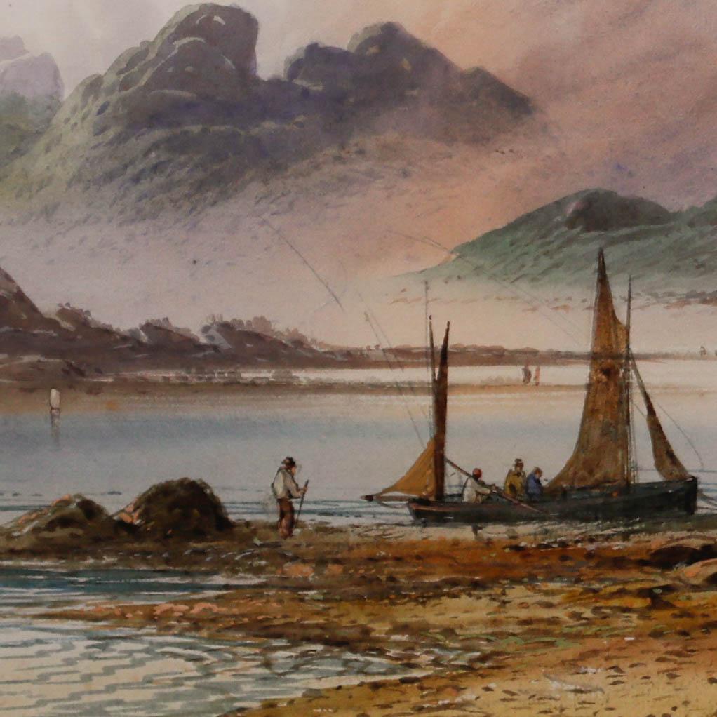 Edwin Earp (1851-1945) - Aquarell, üppige Landschaft mit Fischerbooten im Angebot 3