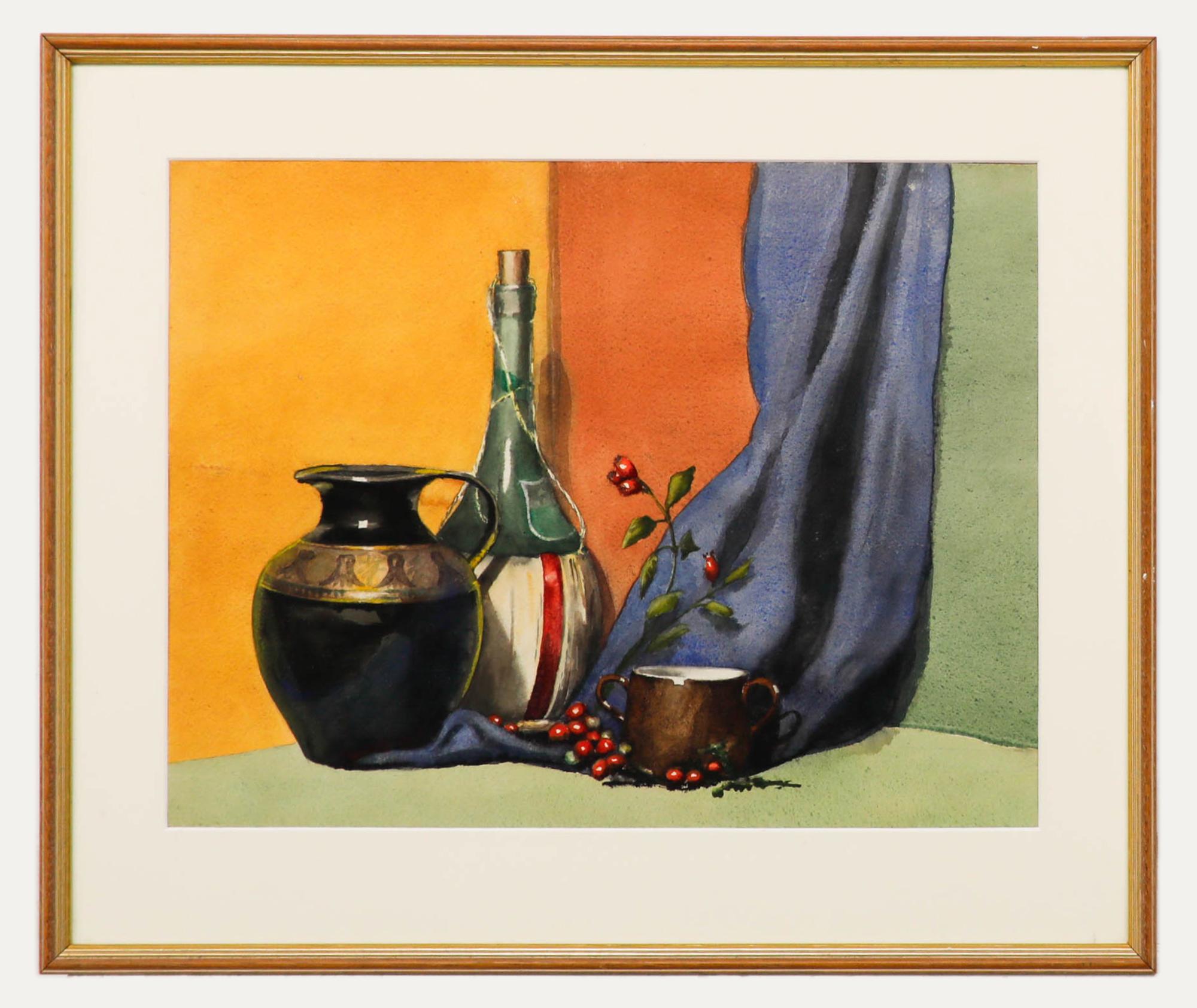 William Goodridge Roberts Still-Life - W. G. Roberts - Framed Mid 20th Century Watercolour, Still Life with Rose Hips