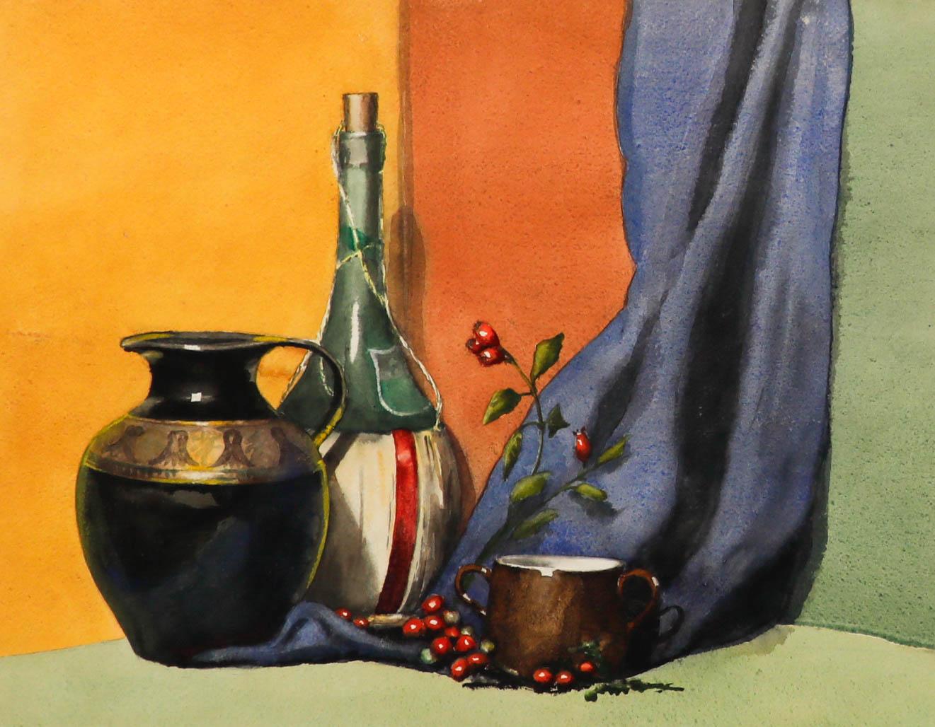 W. G. Roberts - Framed Mid 20th Century Watercolour, Still Life with Rose Hips - Art by William Goodridge Roberts