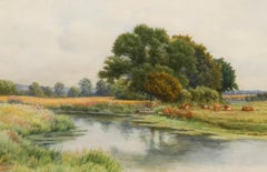A. R. Barber - Framed Early 20th Century Watercolour, Cattle Grazing by a River