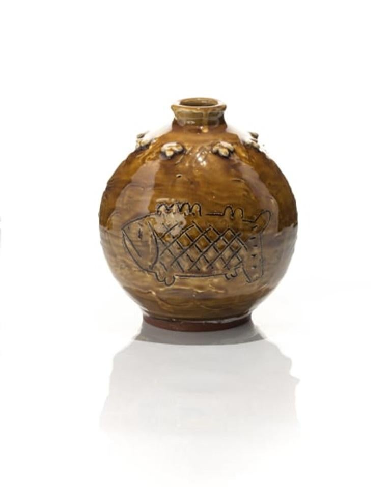 Amber Fish and Flower Globular Vase, by Jeffry Mitchell, 2020

Additional information:
Medium: Glazed ceramic
Dimensions: 8 x 6 in

About artist: Jeffry Mitchell’s primary medium is ceramic and he is well versed in its traditions around the globe