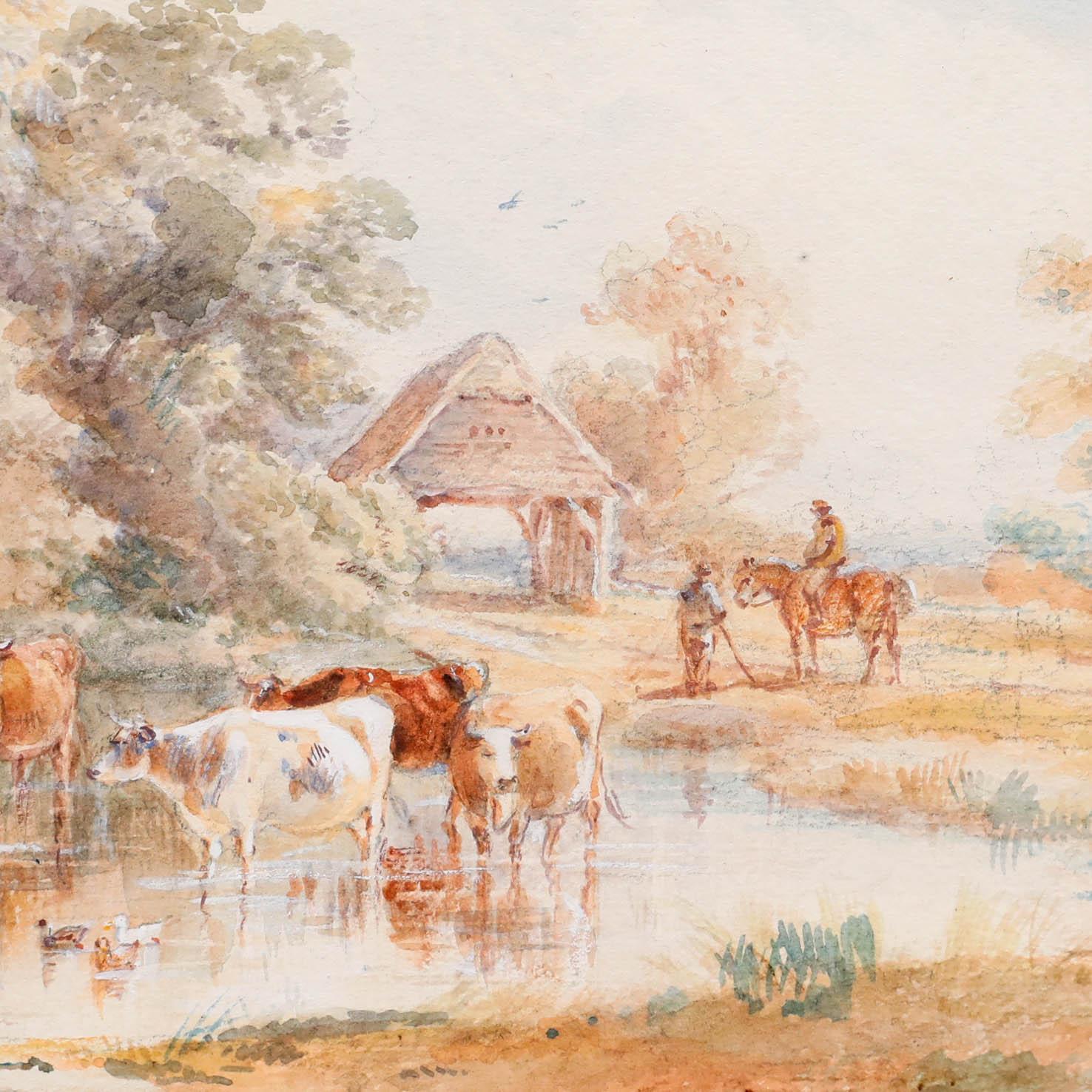 Henry Earp Senior (1831-1914) - Gerahmtes Aquarell, Rinderaquarell im Angebot 3