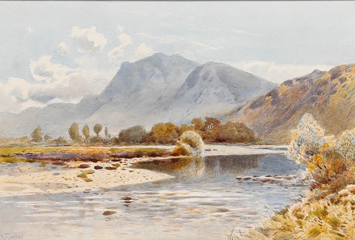 Arthur Tucker RBA (1864-1929) - Acquerello dei primi del Novecento, Fiume delle Highlands in vendita 1
