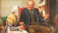Framed Late 19th Century Watercolour - A Tender Moment