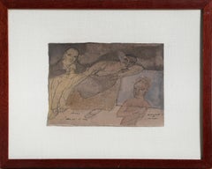 Antonio Liarte con modelos, Tinta y acuarela surrealista de José Luis Cuevas