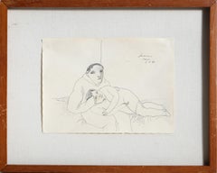 Compañera consoladora, dibujo surrealista en tinta y grafito de José Luis Cuevas