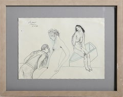 Figura susurrante, dibujo surrealista en tinta y grafito de José Luis Cuevas