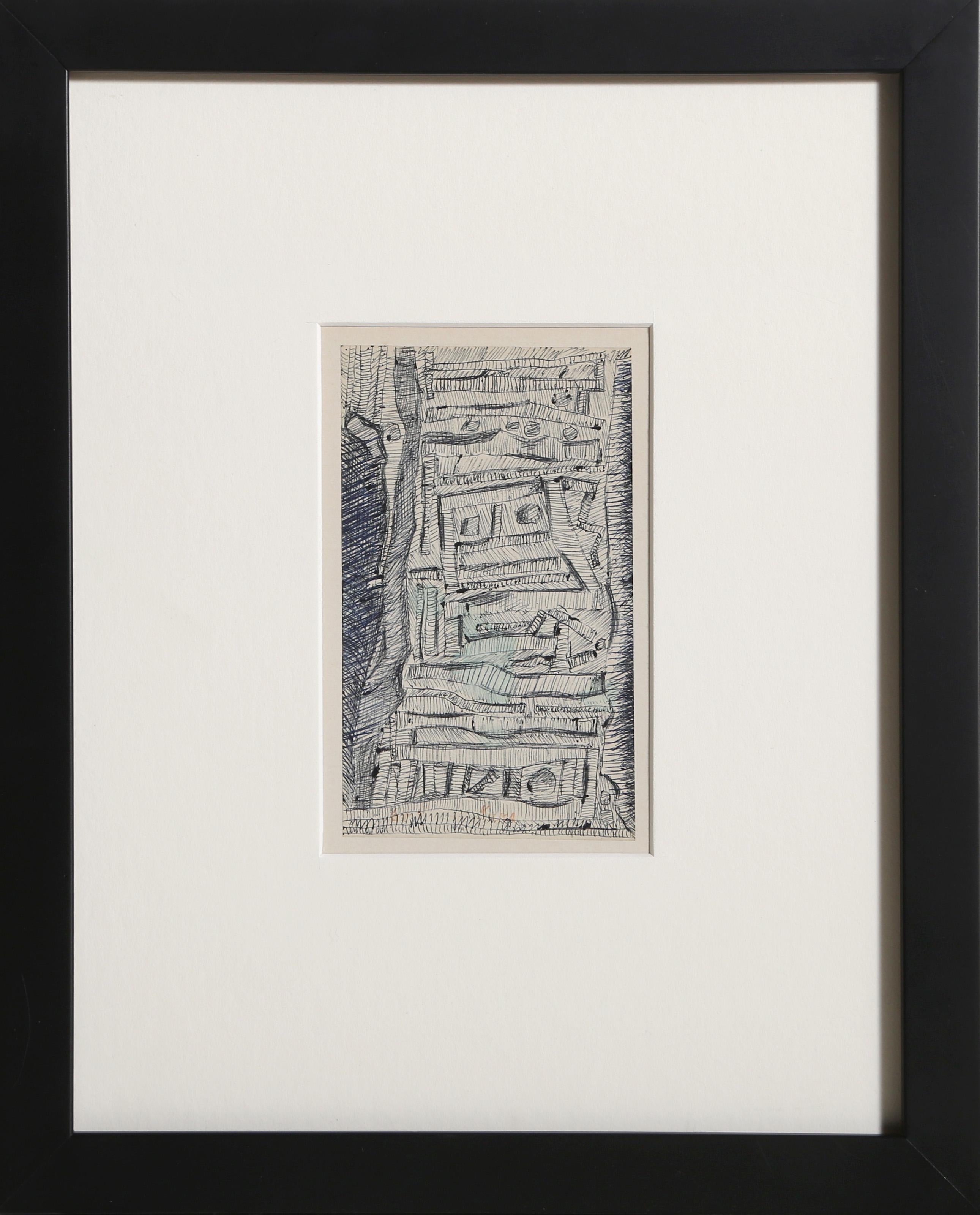 Genichiro Inokuma, Japanese (1902 - 1993) - Labyrinth, Year:  1970, Medium:  Blue and Black Ink Drawing on Paper, Size:  5 x 3 in. (12.7 x 7.62 cm), Frame Size:  12.5 x 10 inches




