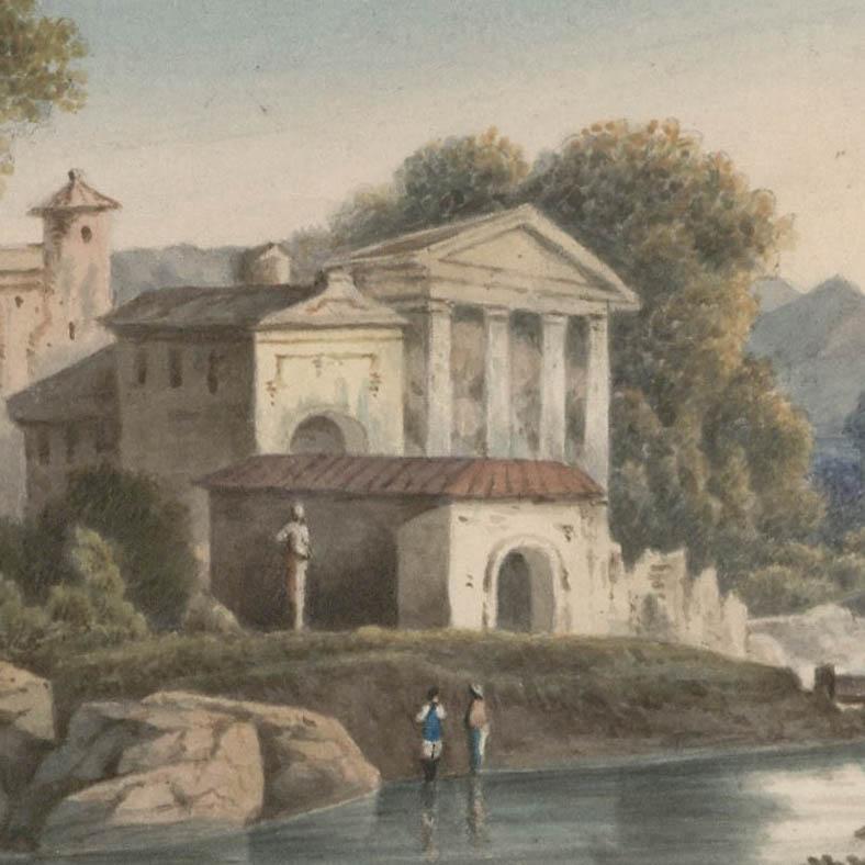 Thomas Charleton (1756-1849) - Aquarelle, Dans la Campagne de Rome - Beige Landscape Art par Unknown