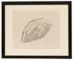 Edward Ridley (1883-1946) - Disegno a grafite dei primi del Novecento, studio di una mano