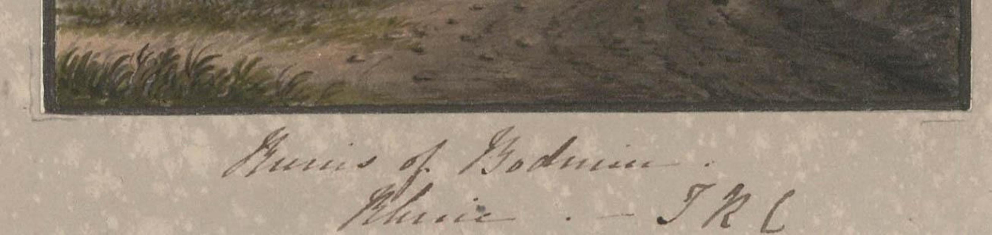 Questo acquerello di squisita fattura ritrae Bodmin con le rovine del castello di Altbodman su una collina e il monastero di Frauenberg nelle vicinanze. L'opera è firmata con le iniziali dell'artista sulla carta di supporto e riporta i dettagli del