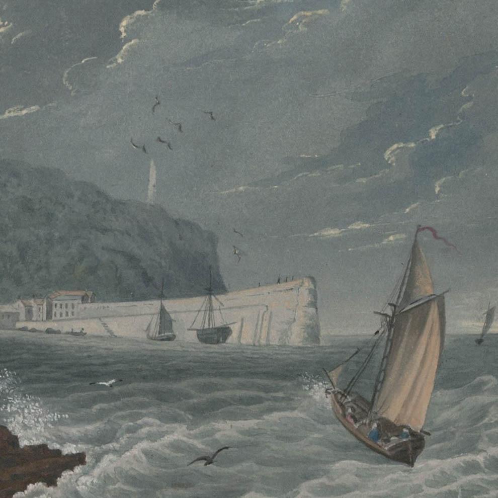 Thomas Remnant Charleton (1756-1849) - Watercolour, Clovelly Bay - Gray Landscape Art by Unknown