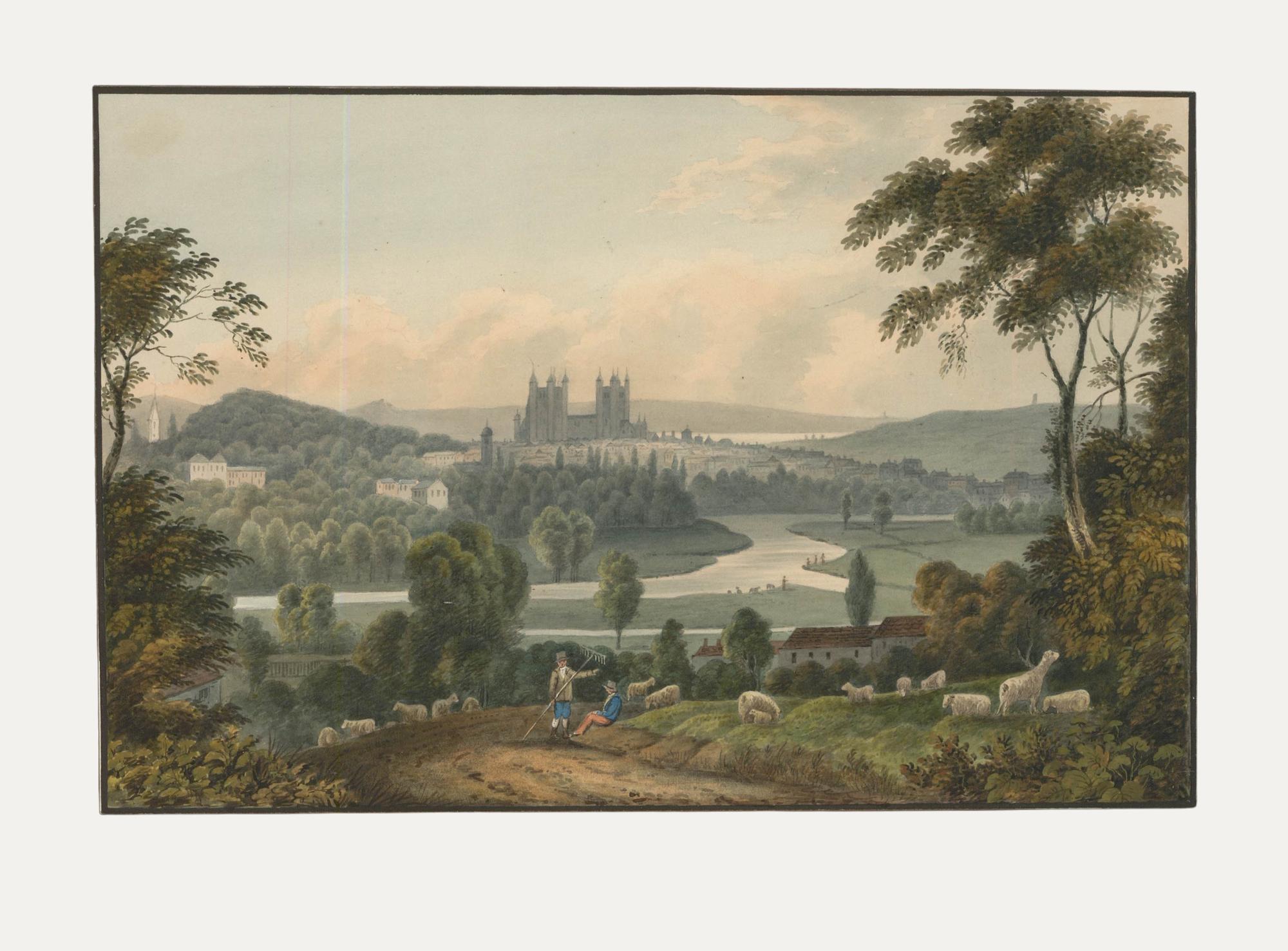 Unknown Landscape Art - Thomas Remnant Charleton (1756-1849) - Watercolour, Exeter From Exwick Hill