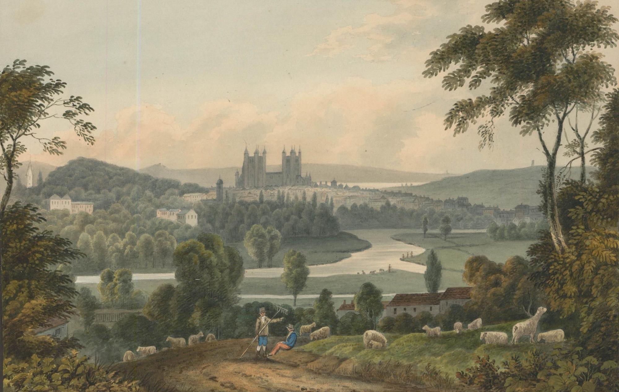 Thomas Remnant Charleton (1756-1849) - Watercolour, Exeter From Exwick Hill - Art by Unknown