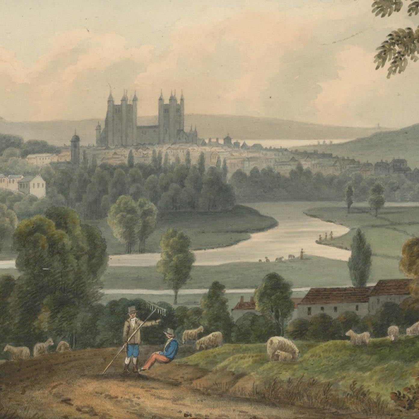 Thomas Remnant Charleton (1756-1849) - Watercolour, Exeter From Exwick Hill - Beige Landscape Art by Unknown