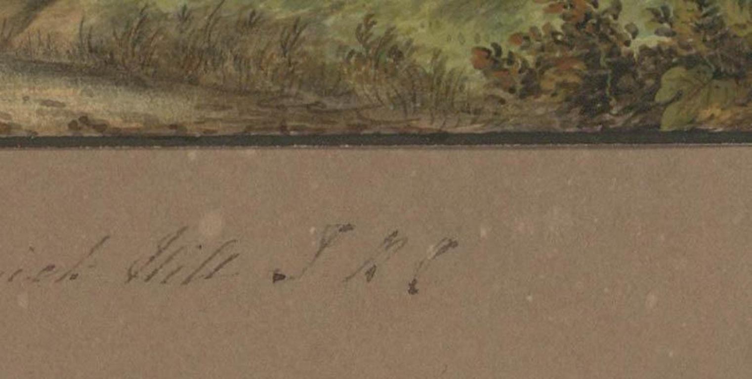 A beautifully executed watercolour landscape of Exeter viewed from Exwick Hill. Charleton exquisitely captures the city's historic cathedral, the River Exe, and farming folk tending to their flock. The work is signed with the artist's initials on