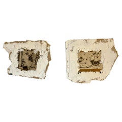 Par de Fragmentos de Pared Arquitectónica Pintados a Mano, Yeso, Italiano, Veneciano