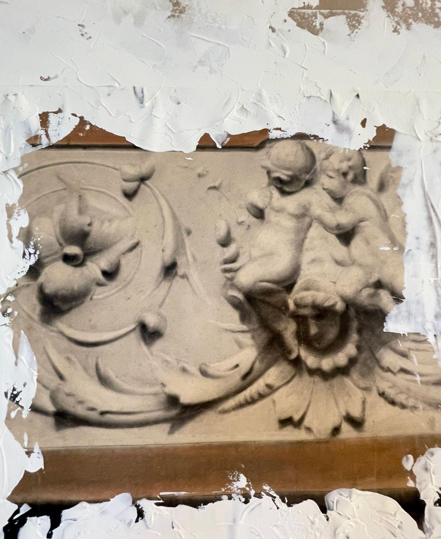 Paire de fragments de murs architecturaux peints à la main, plâtre, italien, vénitien en vente 2