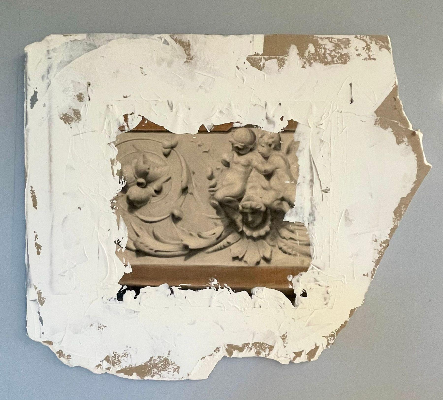 Paire de fragments de murs architecturaux peints à la main, plâtre, italien, vénitien en vente 1