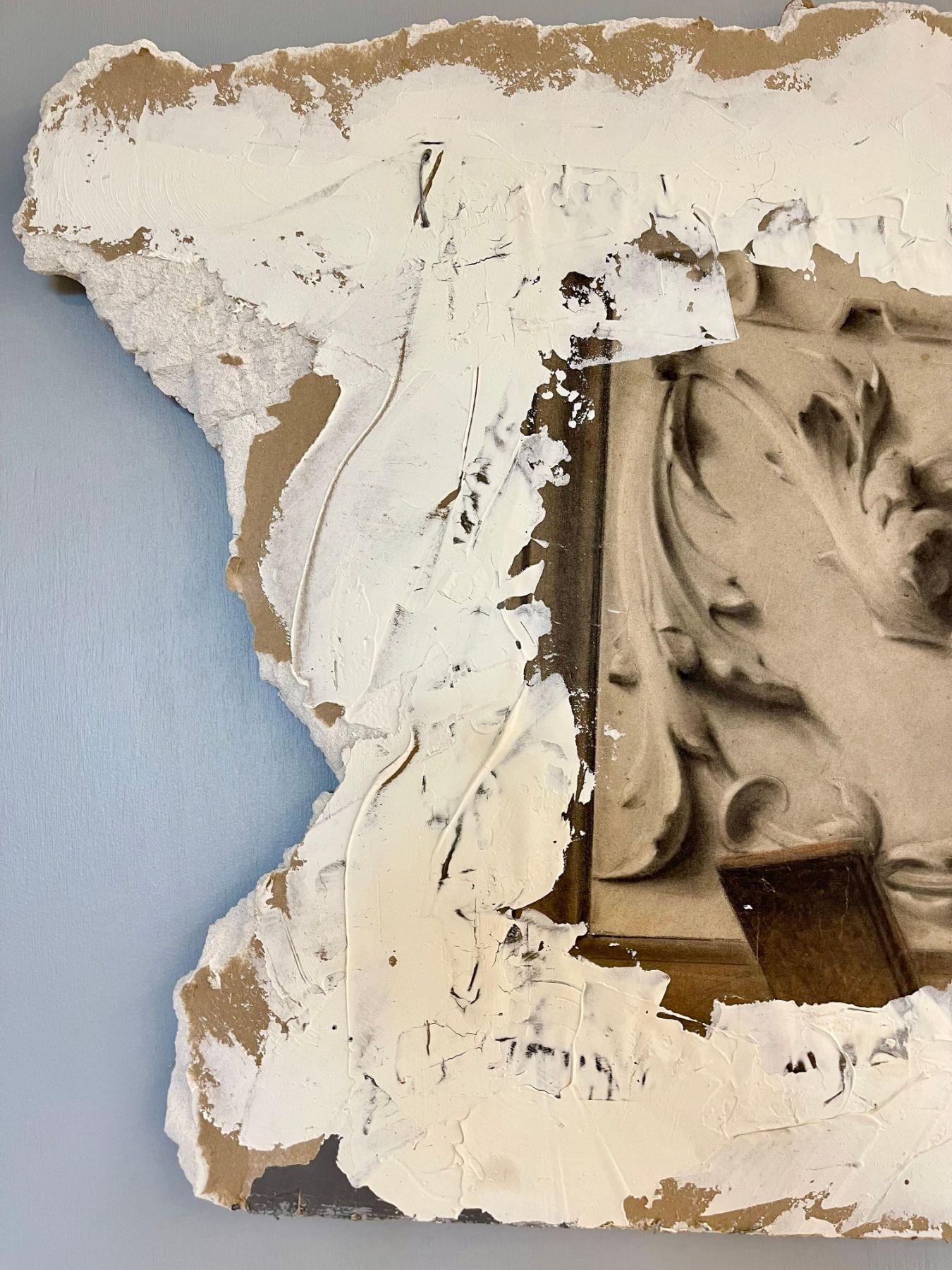 Paire de fragments de murs architecturaux peints à la main, plâtre, italien, vénitien en vente 3