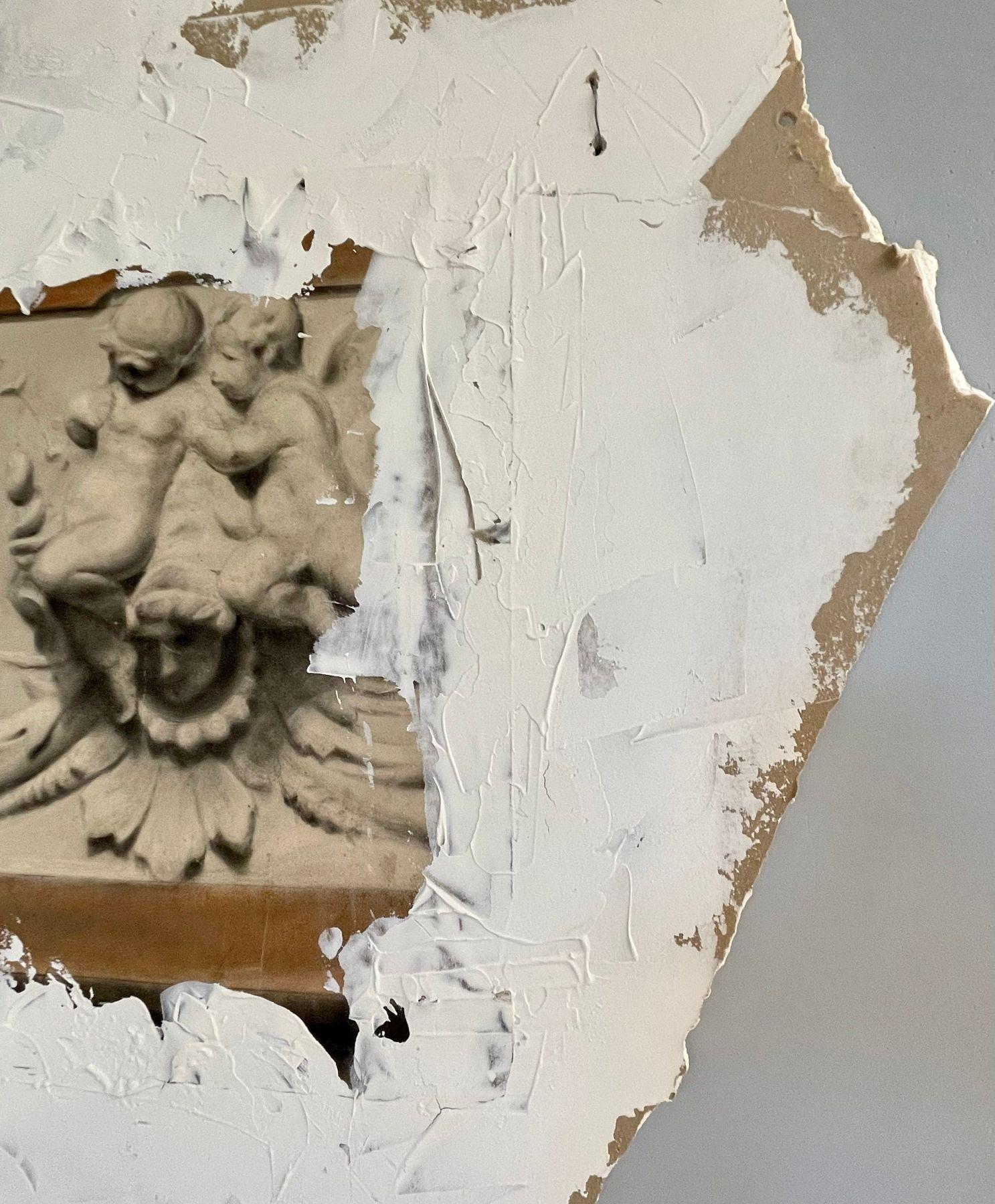 Paire de fragments de murs architecturaux peints à la main, plâtre, italien, vénitien en vente 6
