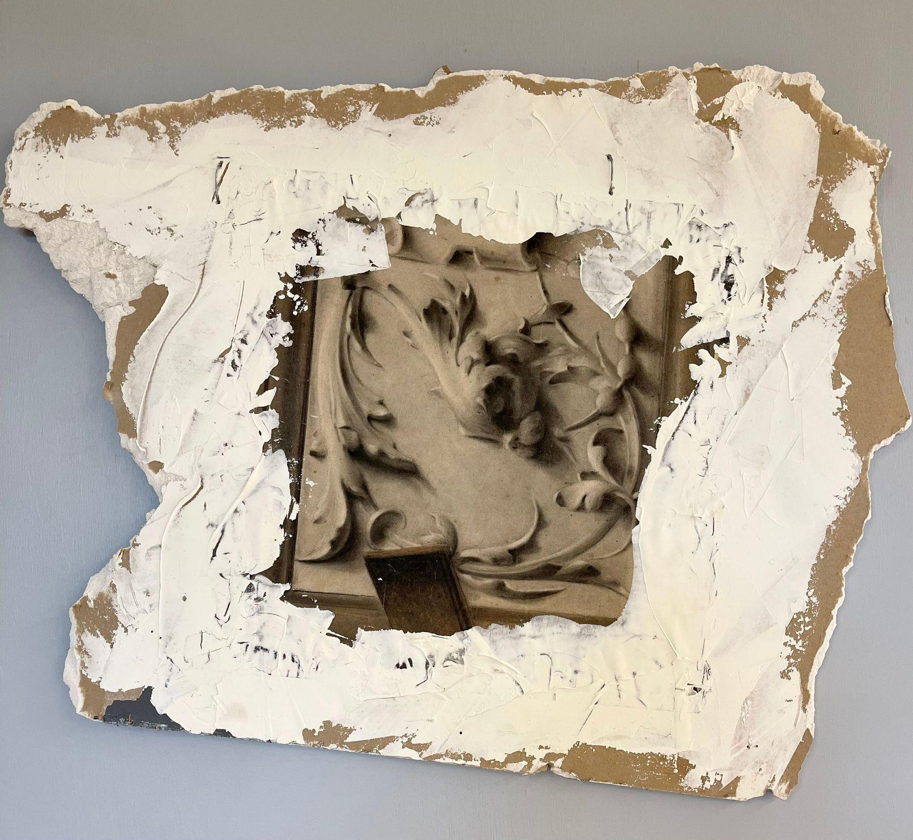 Paire de fragments de murs architecturaux peints à la main, plâtre, italien, vénitien en vente 8