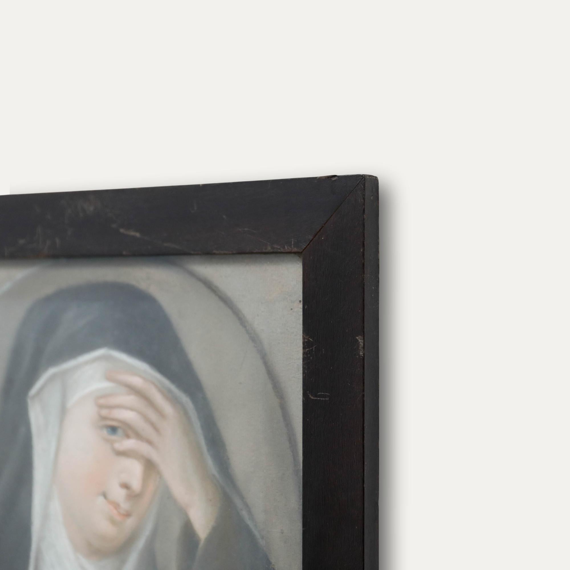 Pastel encadré du 19e siècle - Portrait d'une nonne en vente 3