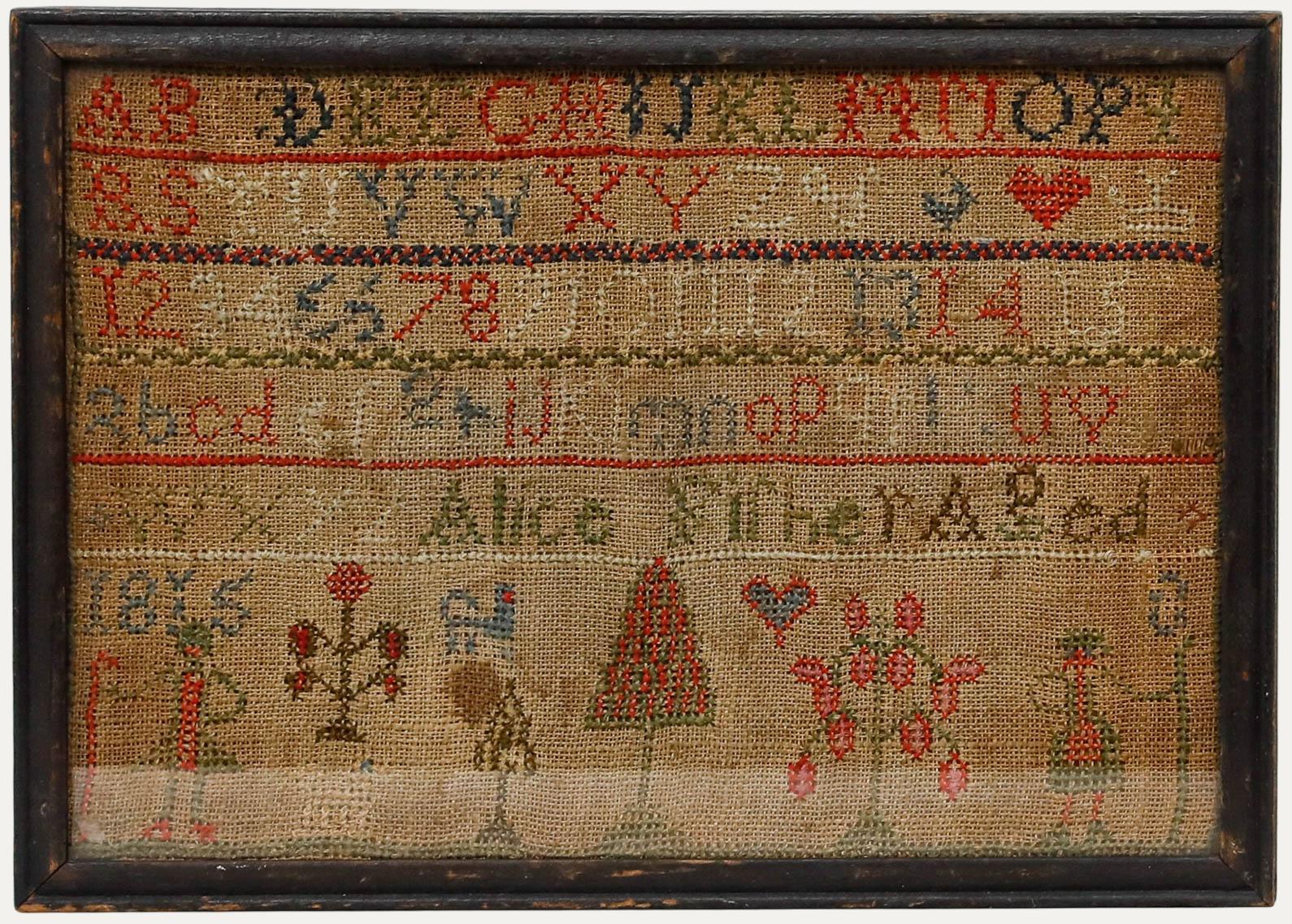 Framed Early 19th Century Georgian Needlework Sampler
