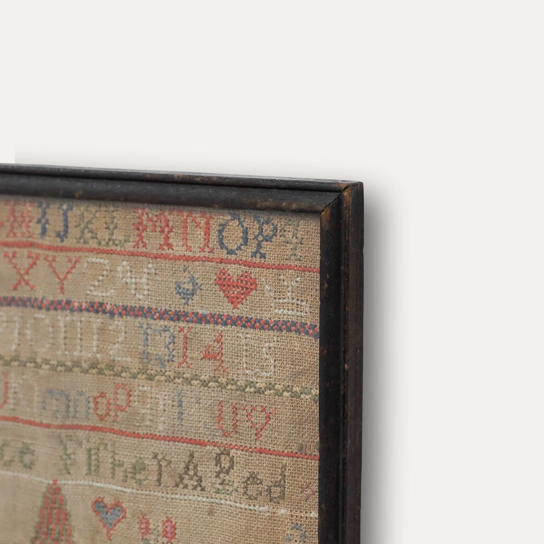 Sampler à l'aiguille géorgien encadré du début du 19e siècle en vente 3