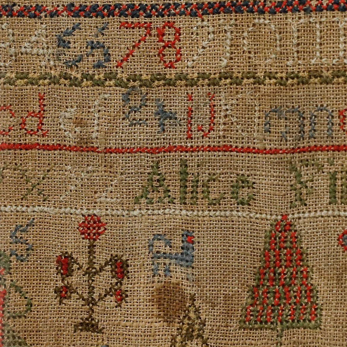 Sampler à l'aiguille géorgien encadré du début du 19e siècle en vente 2