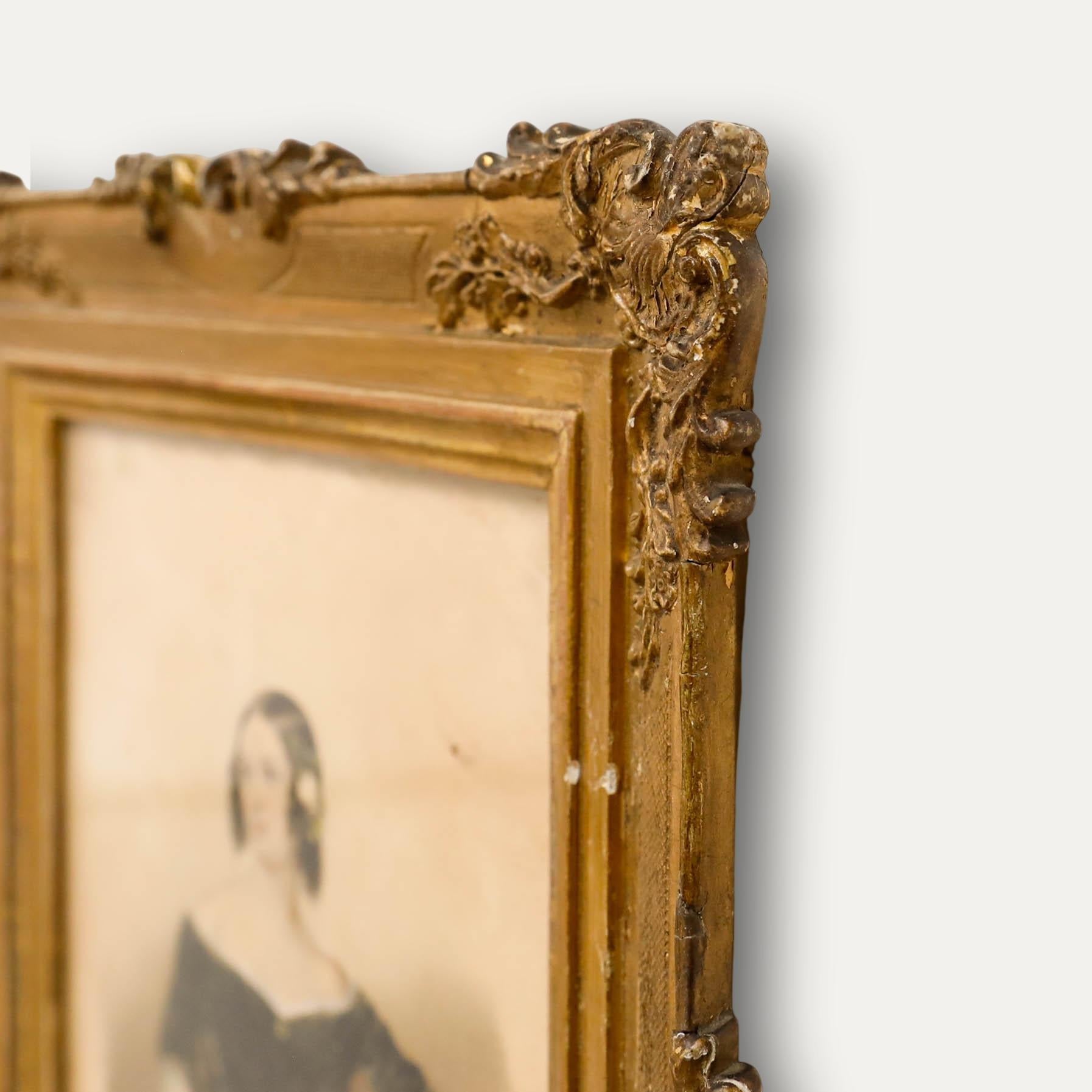 1844 Aquarell - Porträt einer Dame im Angebot 1