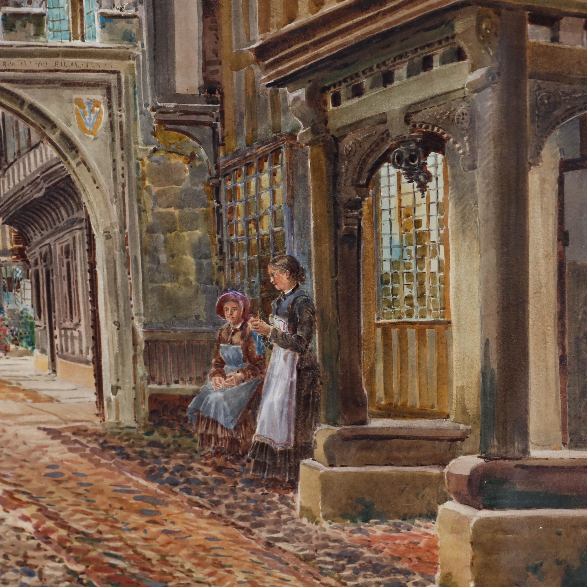 Thomas Greenhalgh (1848-1906) - 1883 Acuarela, Hospital Leicester Warwick en venta 3