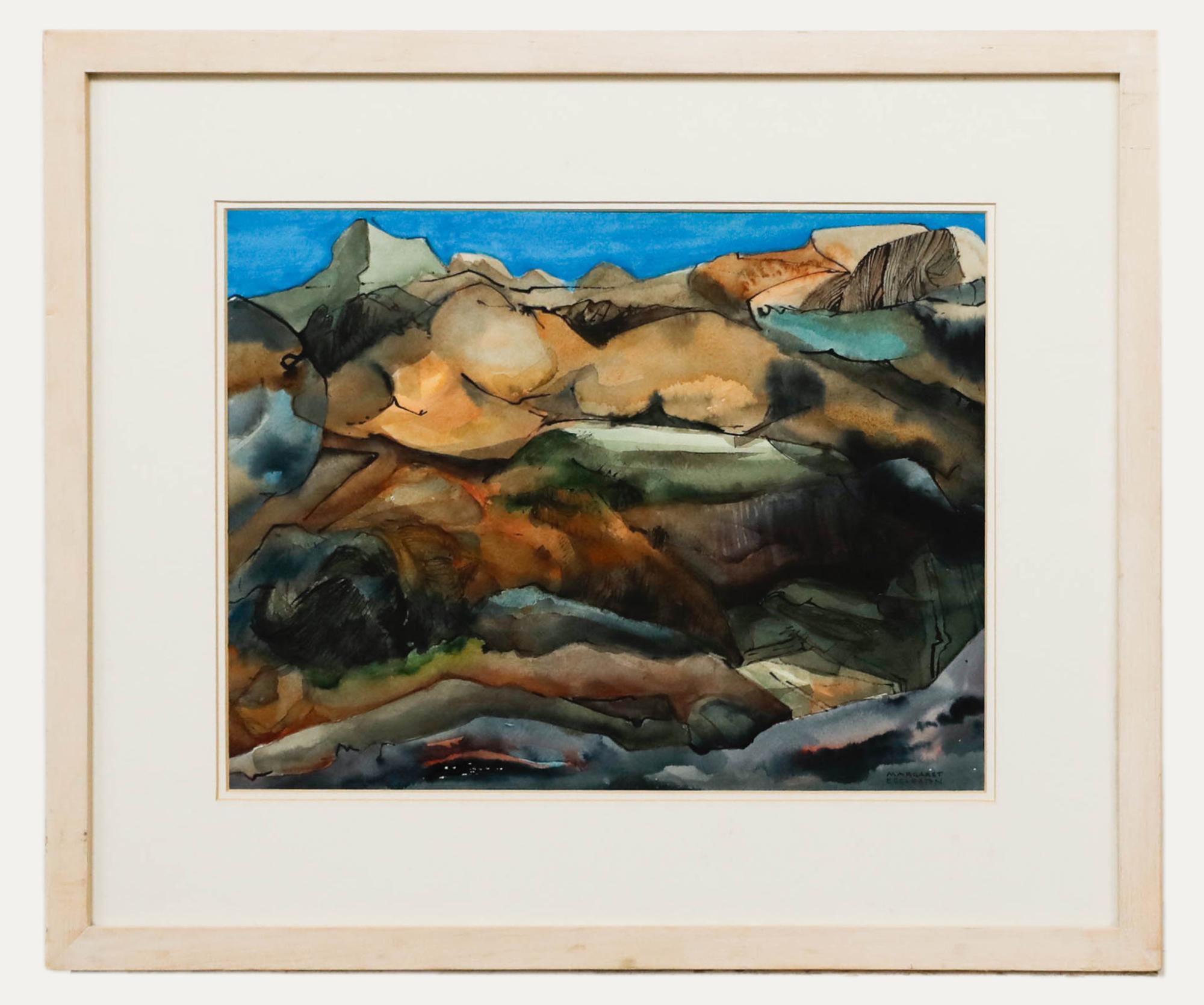 Margaret Eccleston - Gerahmtes Aquarell des 20. Jahrhunderts, Lebende Felsen