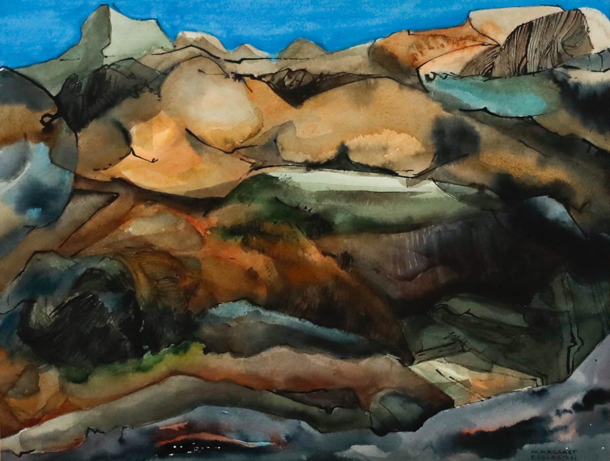 Margaret Eccleston - Acquerello del XX secolo incorniciato, Rocce vive - Art di Unknown