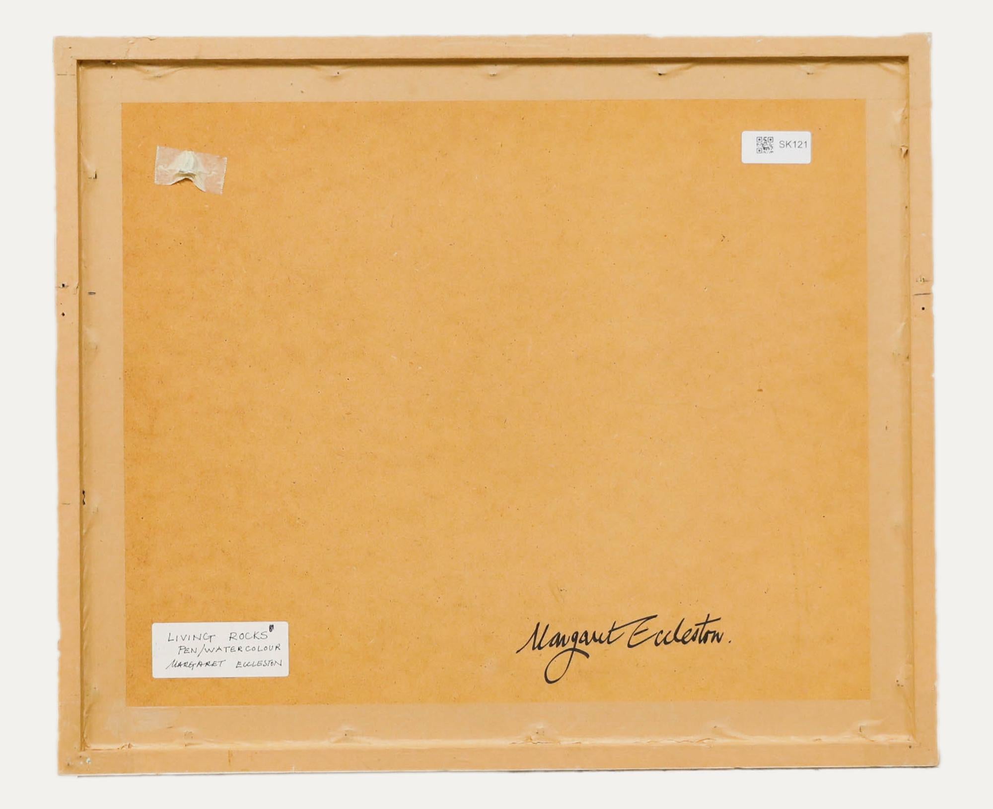 Margaret Eccleston - Acquerello del XX secolo incorniciato, Rocce vive - Landscape Art Beige di Unknown