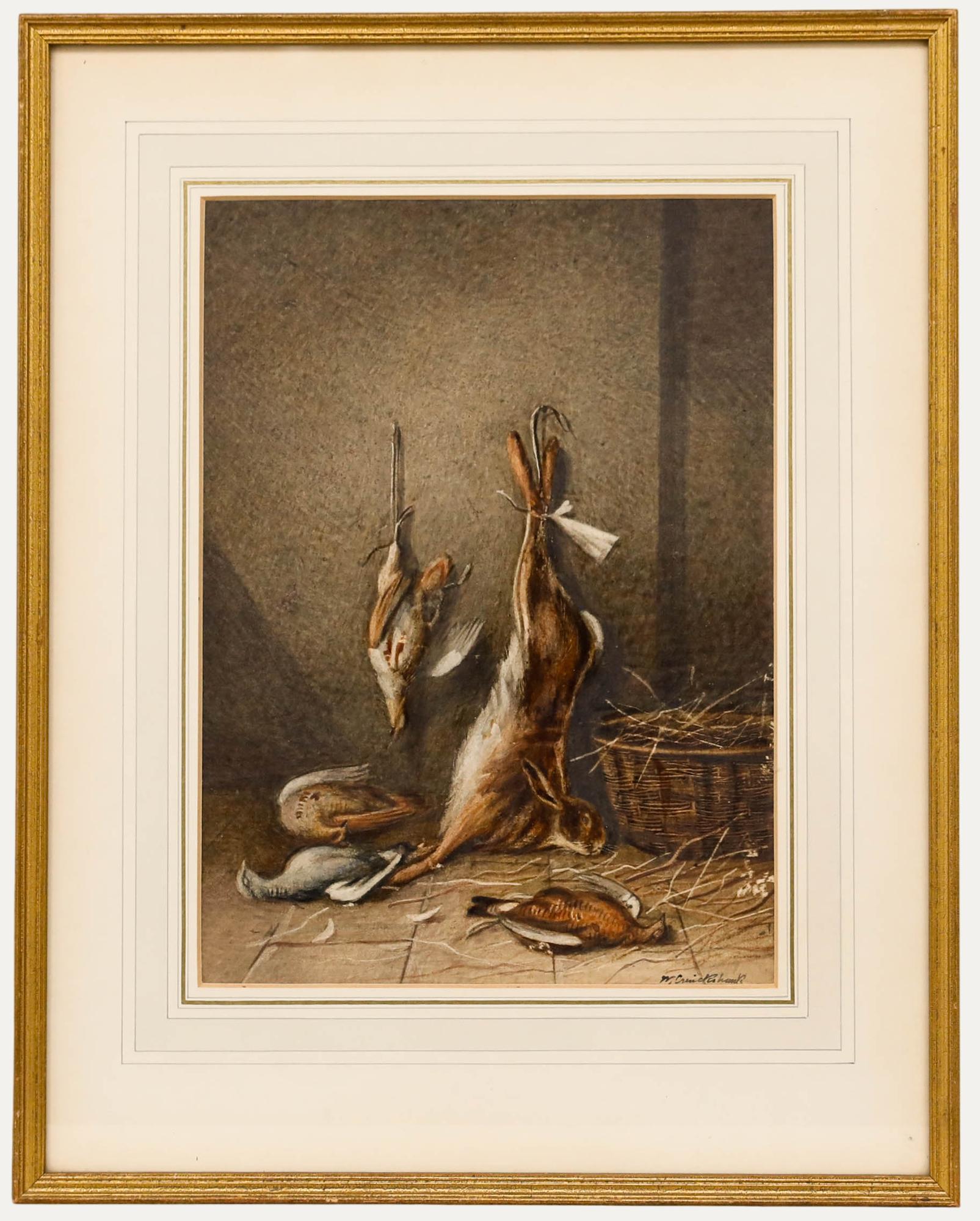 William Cruikshank (1848-1922) - Acuarela, Naturaleza muerta con caza