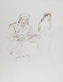 Artist with Model, Modern Ink on Paper by Ira Moskowitz