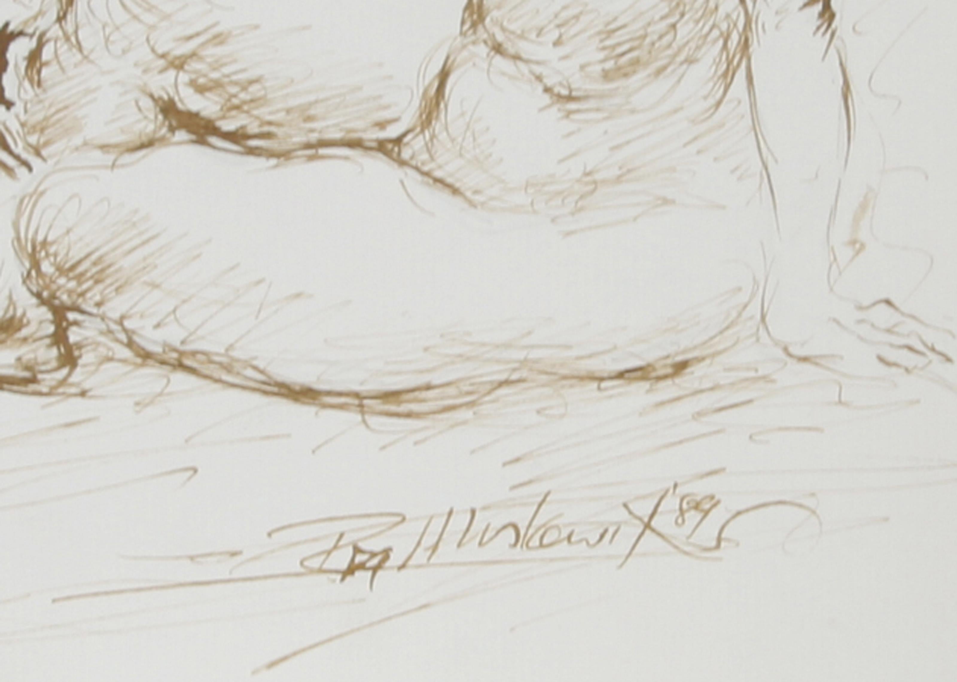 Modèle d'artiste et nu - XIII, encre moderne sur papier d'Ira Moskowitz en vente 1