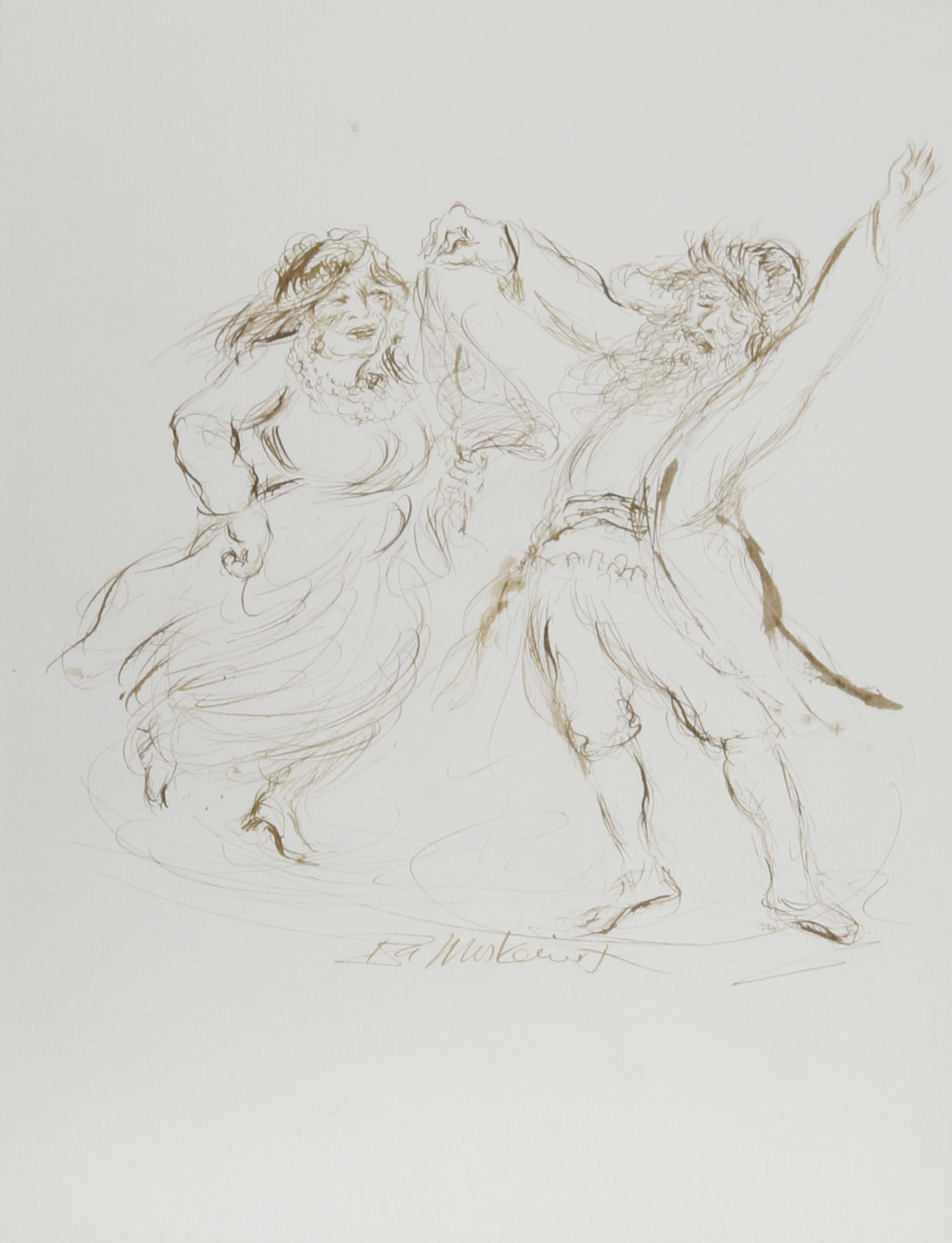 Dancing Couple - III, Moderne Tinte auf Papier von Ira Moskowitz