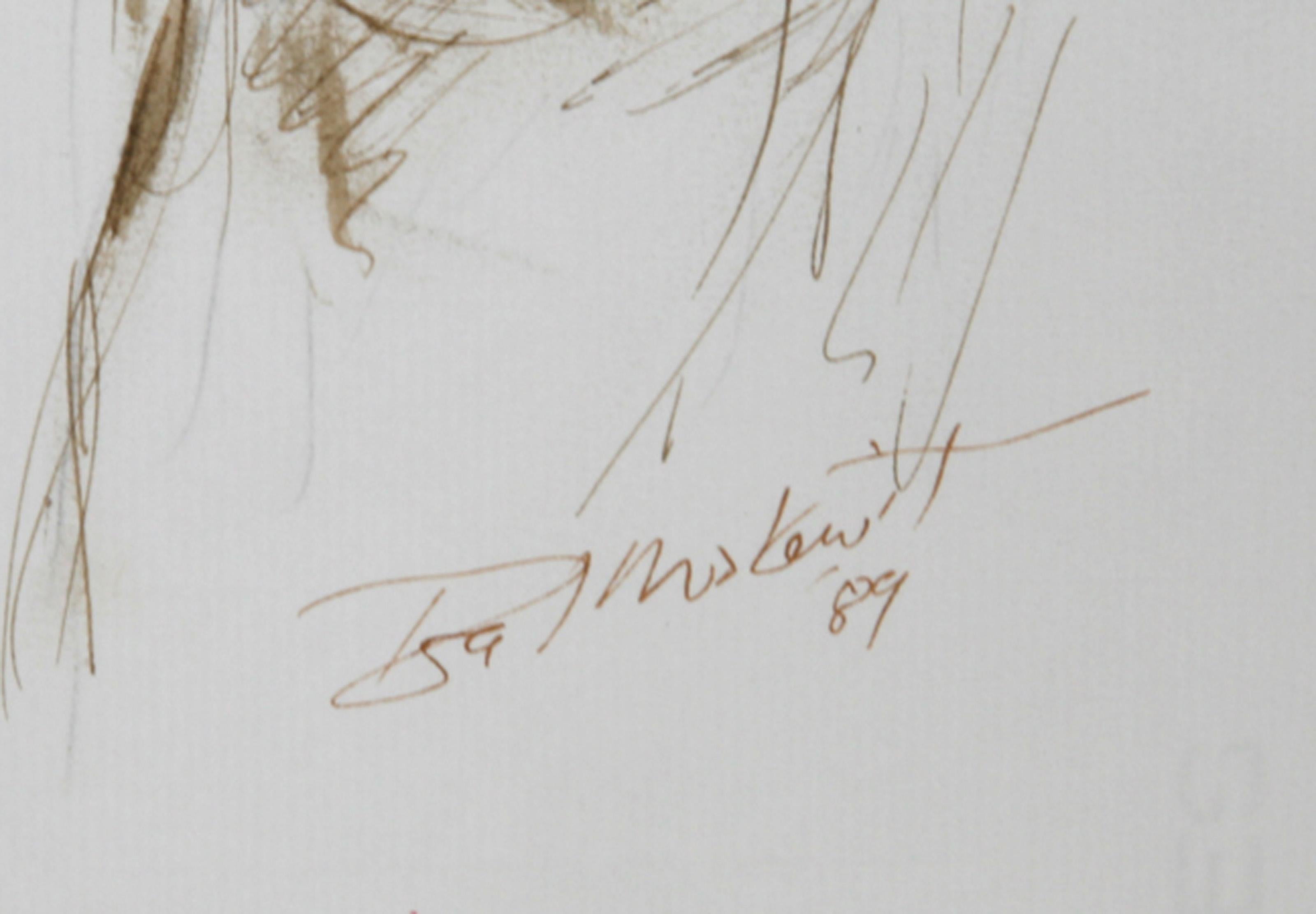 Three Women, Modern Ink and Pastel on Paper by Ira Moskowitz For Sale 1
