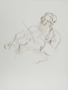 Encre artisanale sur papier Fiddler - V d'Ira Moskowitz