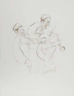 Fiddlers - II, encre moderne sur papier par Ira Moskowitz