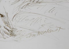 Rabbi with Book - II, Modern Ink on Paper by Ira Moskowitz