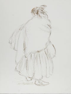 Femme amérindienne, encre moderne sur papier d'Ira Moskowitz