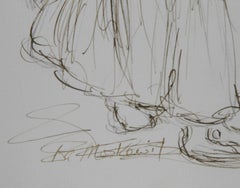 Native American Woman, Modern Ink on Paper by Ira Moskowitz