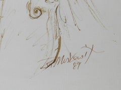 Double Bass Player - I, Modern Ink on Paper by Ira Moskowitz